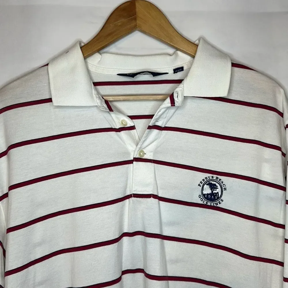 Polo Golf Ralph Lauren Pebble Beach‎ Golf Shirt Men's Size Large Red White Blue